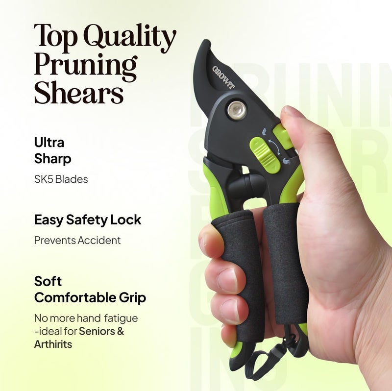Craft911 Soft Grip Pruning Shears for Weak & Arthritic Hands – Easy-Cut Garden Clippers with Comfort Handle Design - Image 2